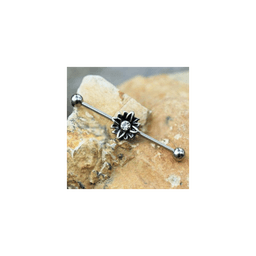 image-316L Stainless Steel Black Flower Industrial Barbell