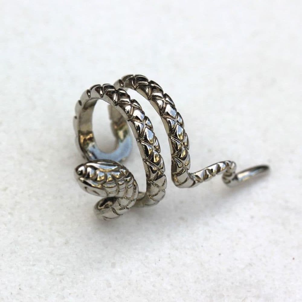 image-316L Stainless Steel Snake Double Ring Fake Cartilage Ear Cuff