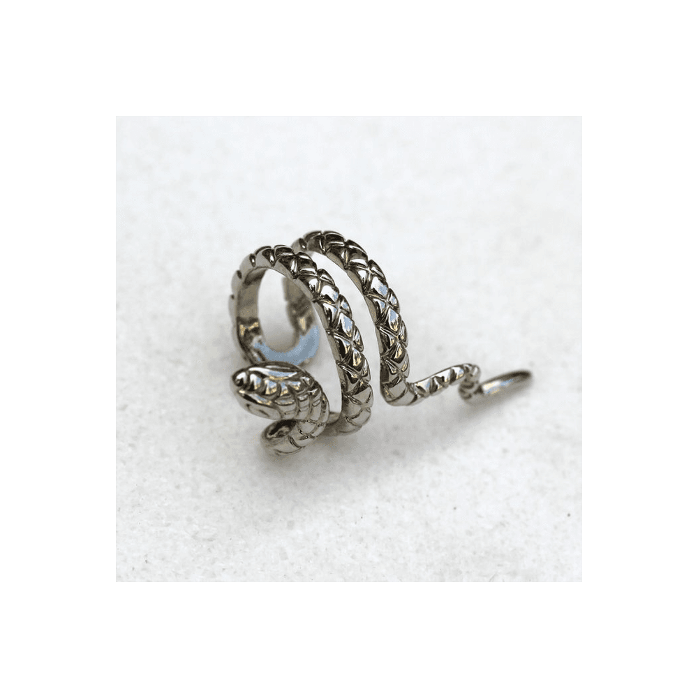 image-316L Stainless Steel Snake Double Ring Fake Cartilage Ear Cuff