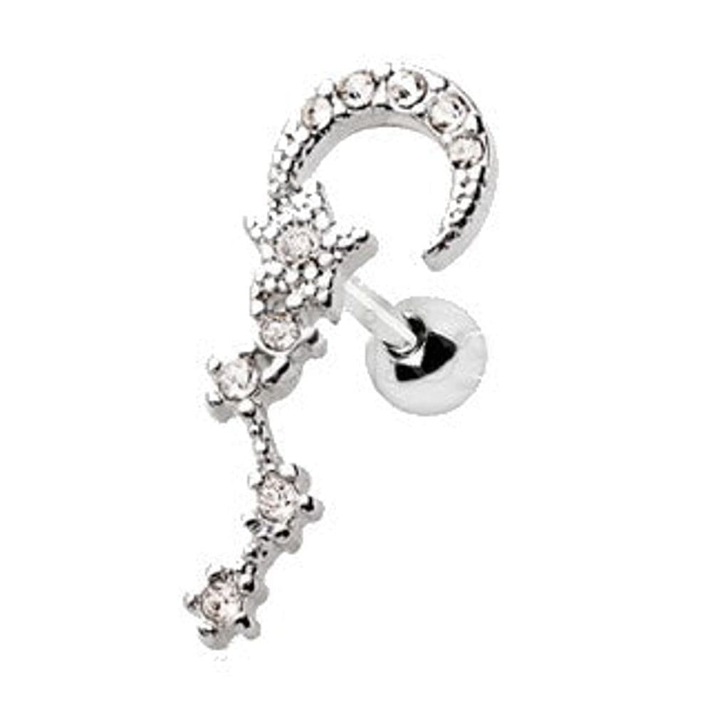 image-316L Stainless Steel Moon and Star Sign Cartilage Earring