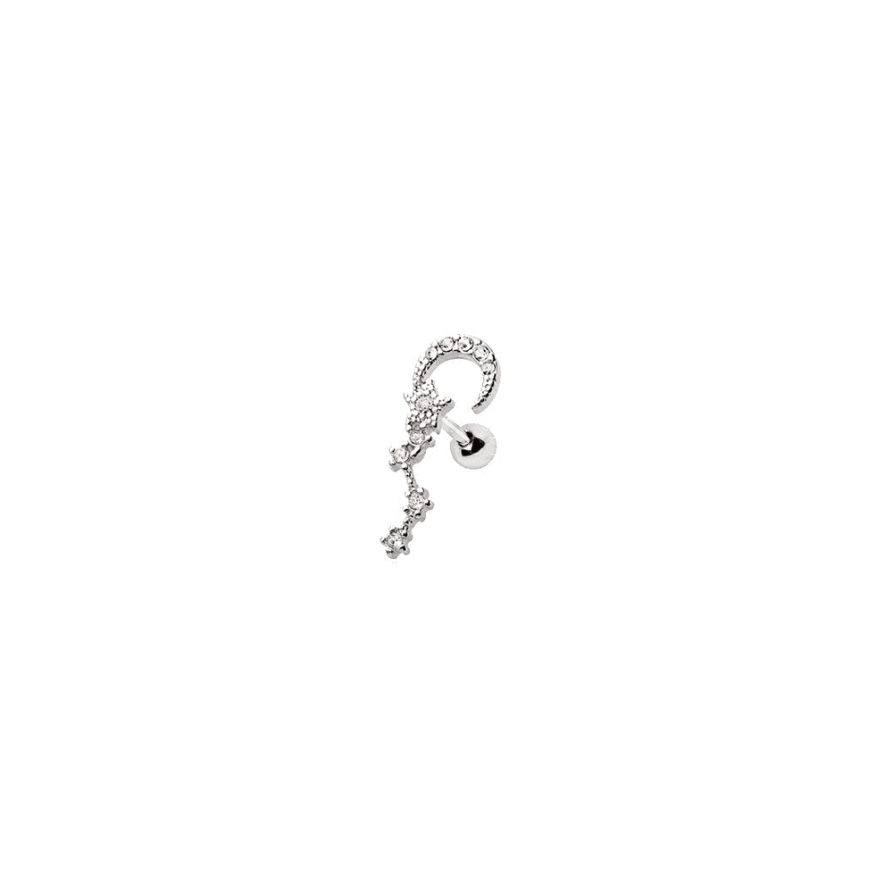 image-316L Stainless Steel Moon and Star Sign Cartilage Earring