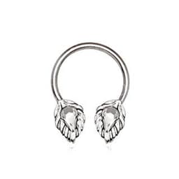 image-316L Stainless Steel Silver Plated Jeweled Leaf Horseshoe