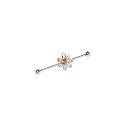 image-316L Stainless Steel Multihued Flower Industrial Barbell