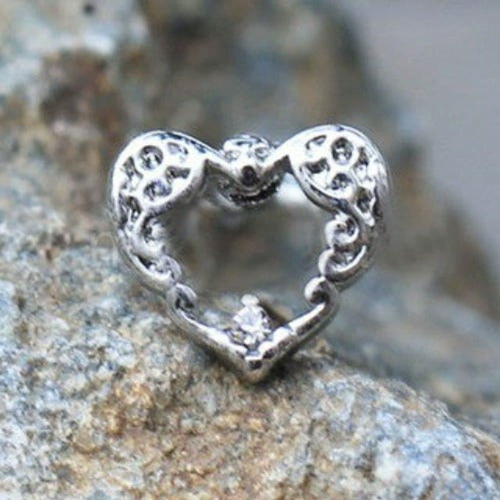 image-316L Stainless Steel Decorated Heart Cartilage Earring