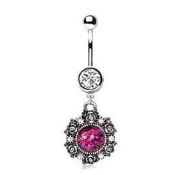 image-316L Stainless Steel Victorian Style Pendant Dangle Navel Ring