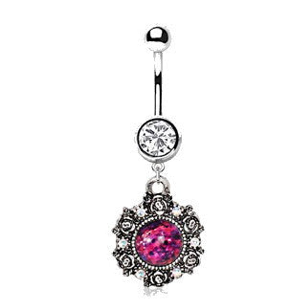 image-316L Stainless Steel Victorian Style Pendant Dangle Navel Ring