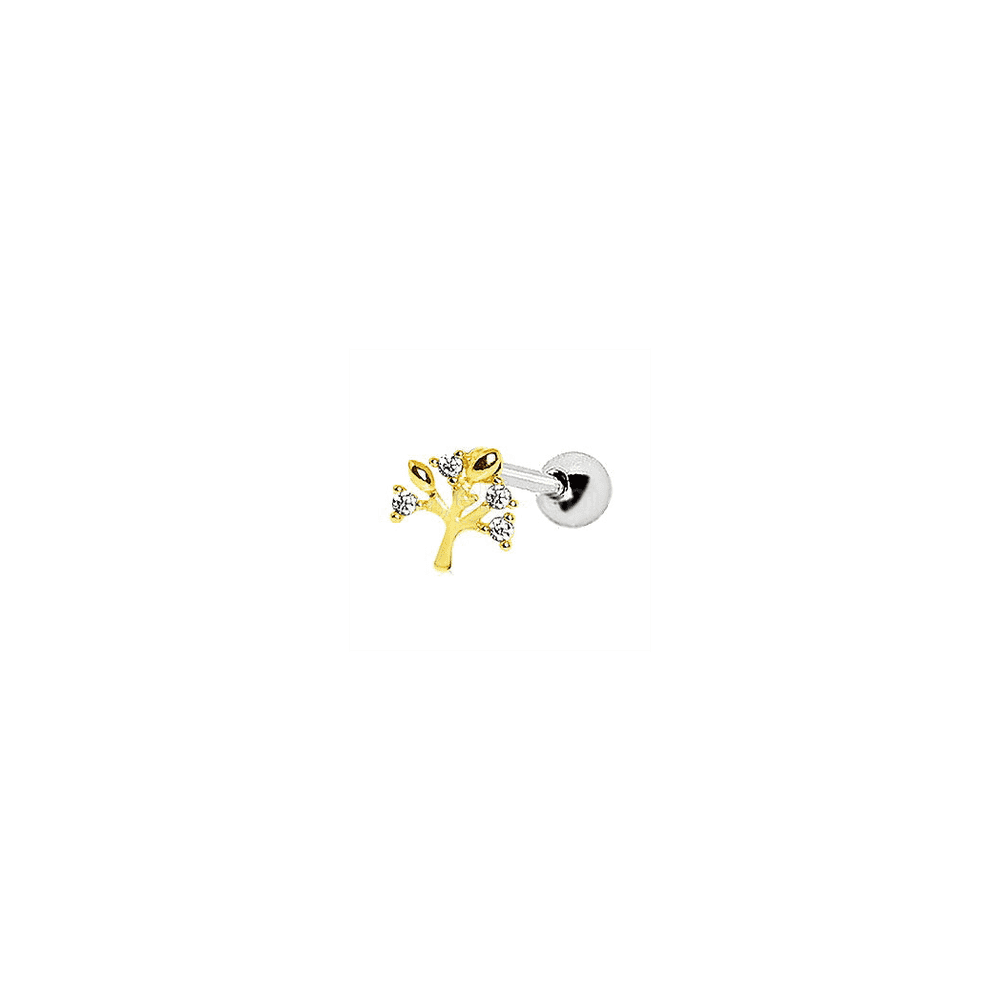 image-Yellow Gold Sparkling Tree of Life Cartilage Earring