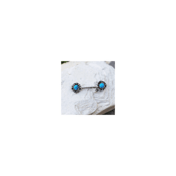 image-316L Stainless Steel Vintage Charm Nipple Bar with Turquoise Stone