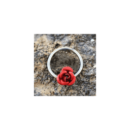 image-316L Stainless Steel Red Rose Snap-in Captive Bead Ring / Septum Ring