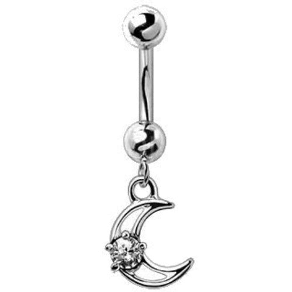 image-316L Stainless Steel Moon and Star Dangle Navel Ring