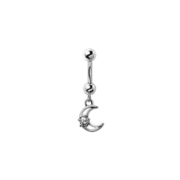 image-316L Stainless Steel Moon and Star Dangle Navel Ring