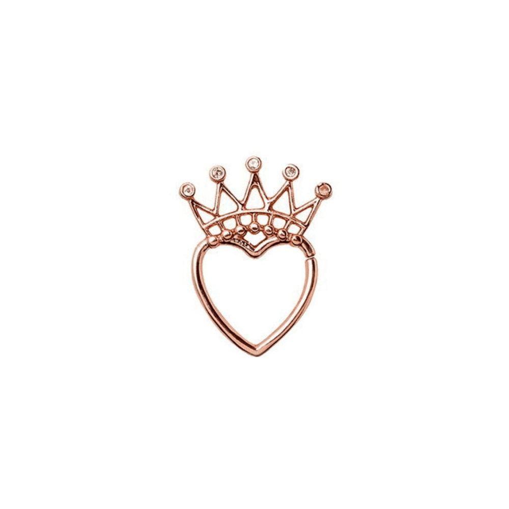 image-Rose Gold Jeweled Crown Heart Seamless Ring