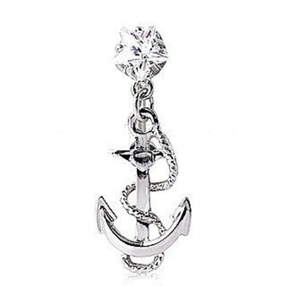 image-316L Surgical Steel Anchor and Rope Top Down Navel Ring