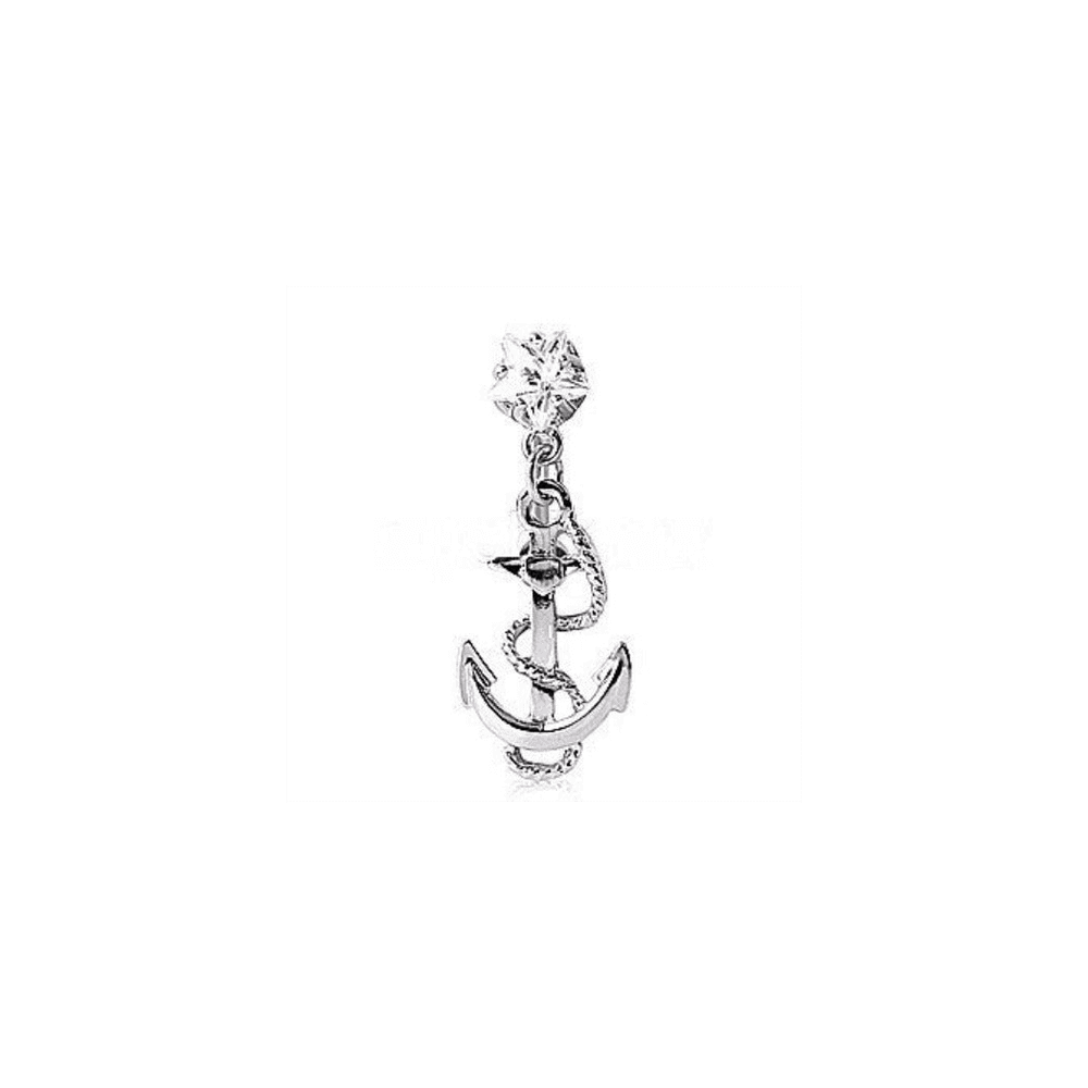 image-316L Surgical Steel Anchor and Rope Top Down Navel Ring