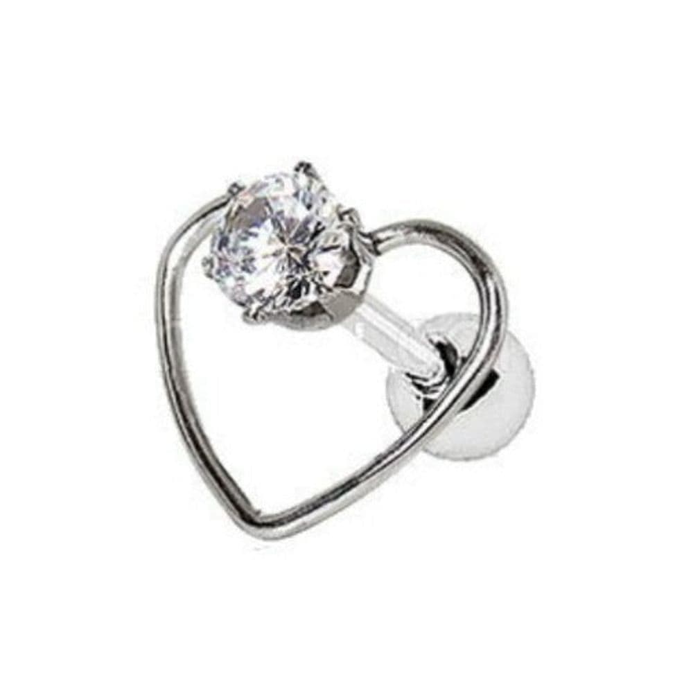 image-316L Stainless Steel Jeweled Heart Cartilage Earring