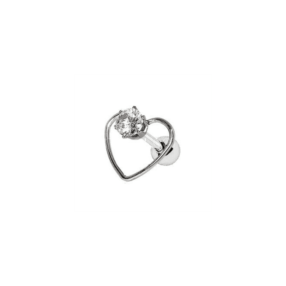 image-316L Stainless Steel Jeweled Heart Cartilage Earring