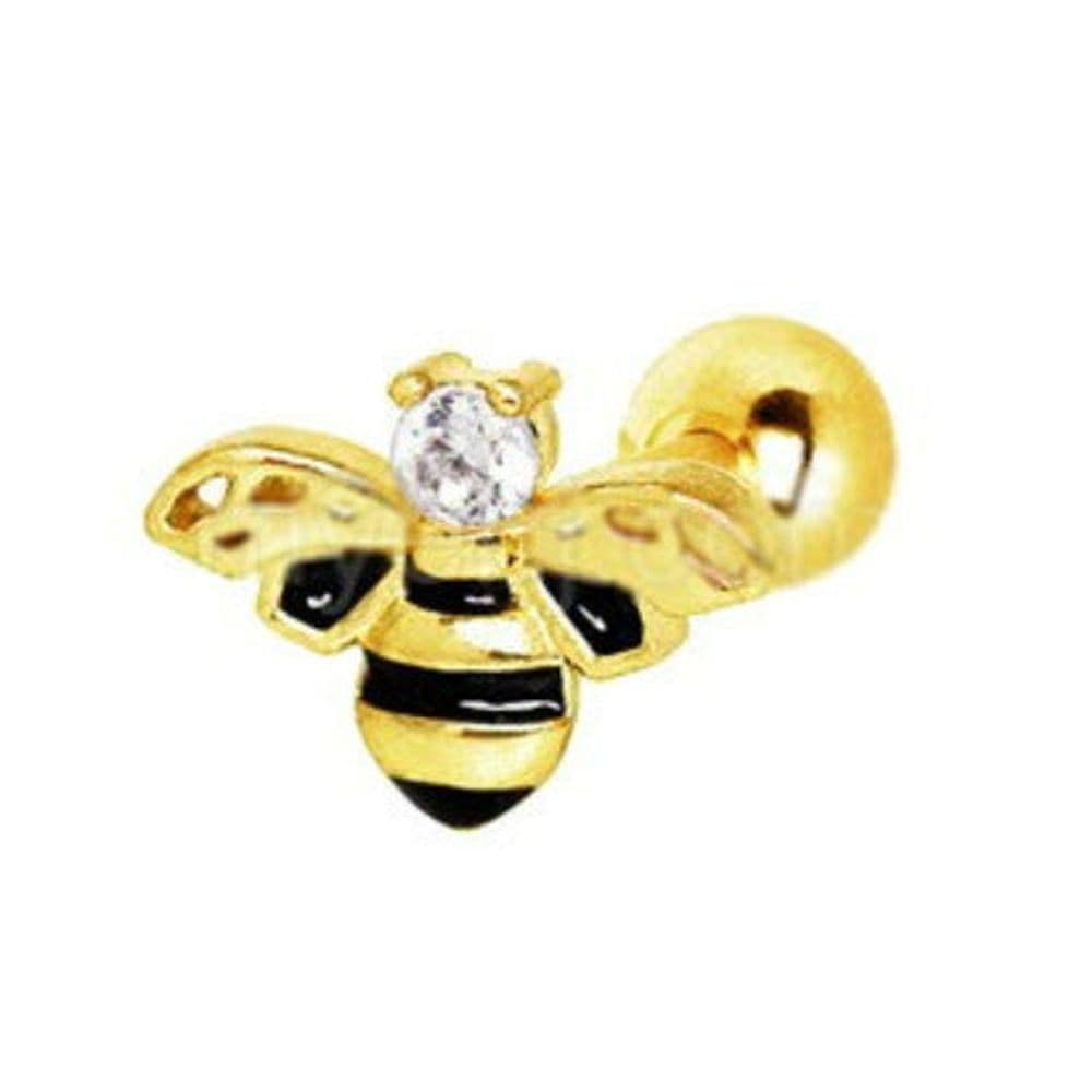 image-Yellow Gold Jeweled Bumblebee Cartilage Earring