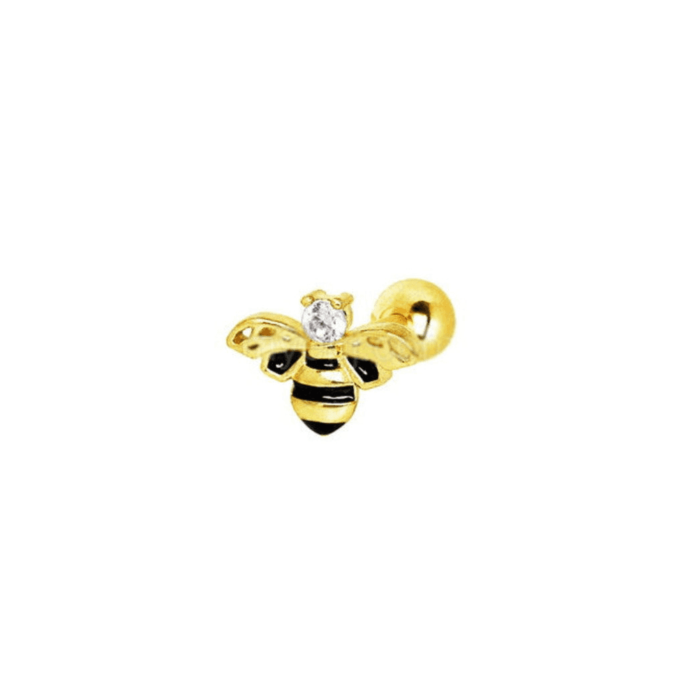image-Yellow Gold Jeweled Bumblebee Cartilage Earring