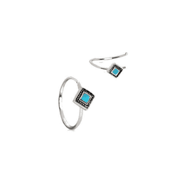 image-316L Stainless Steel Rhombus Cut Turquoise Nose Hoop