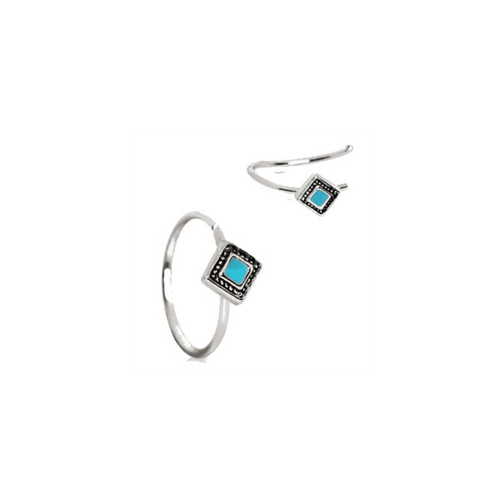 image-316L Stainless Steel Rhombus Cut Turquoise Nose Hoop