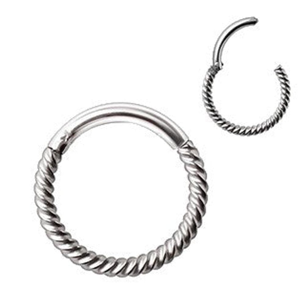 image-316L Stainless Steel Rope Design Seamless Clicker Ring / Septum Jewelry