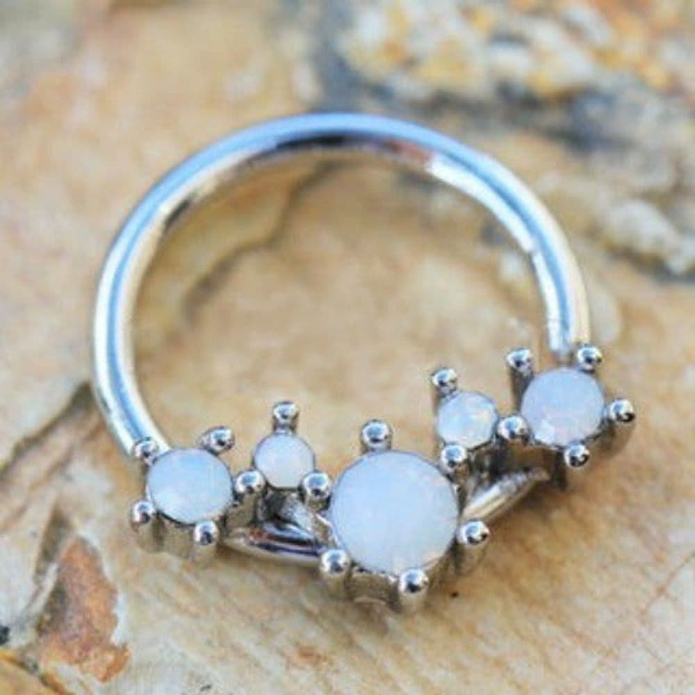 image-316L Stainless Steel Multi-Synthetic Opal Seamless Ring / Septum Ring