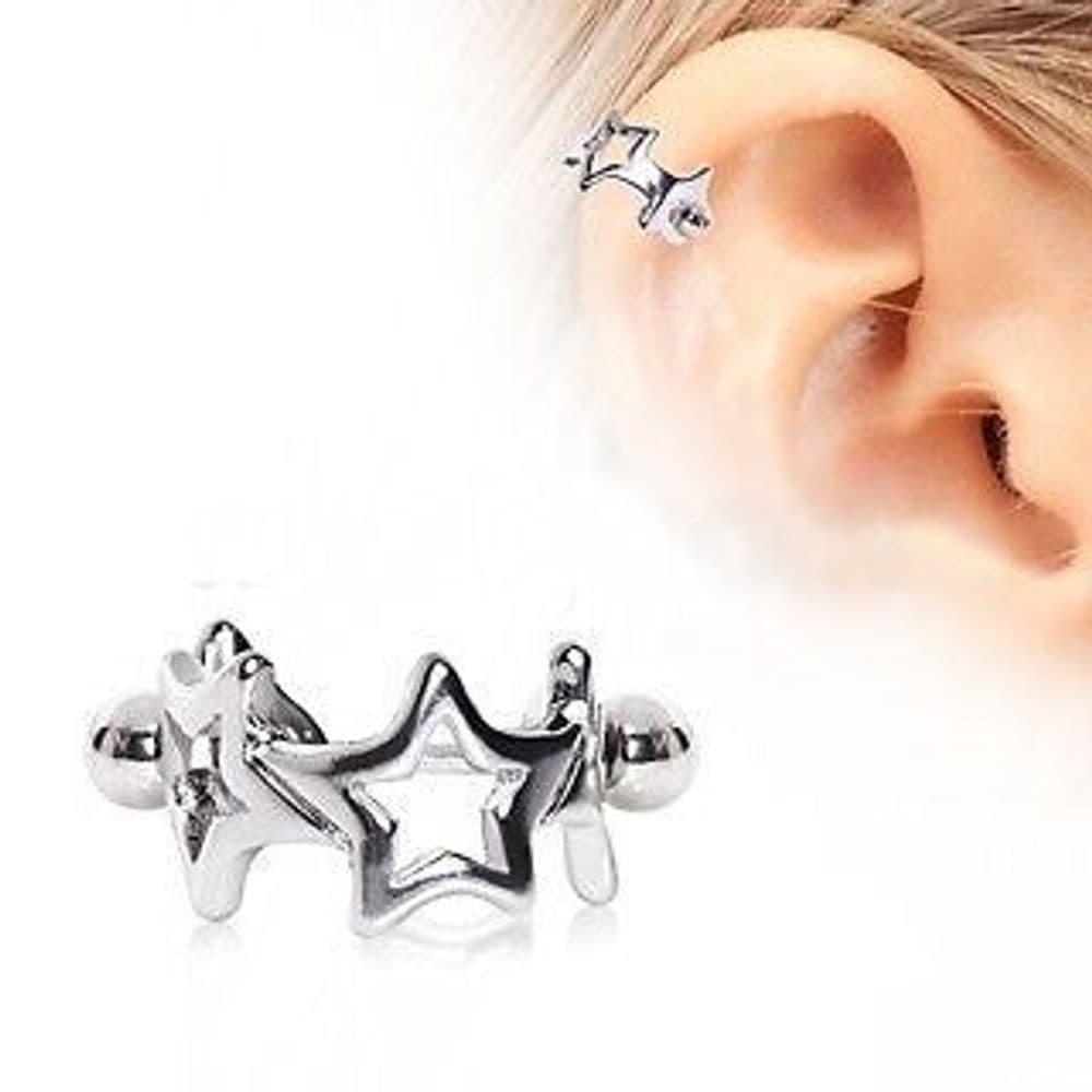 image-Surgical Steel Star Cartilage Cuff Cartilage Piercing