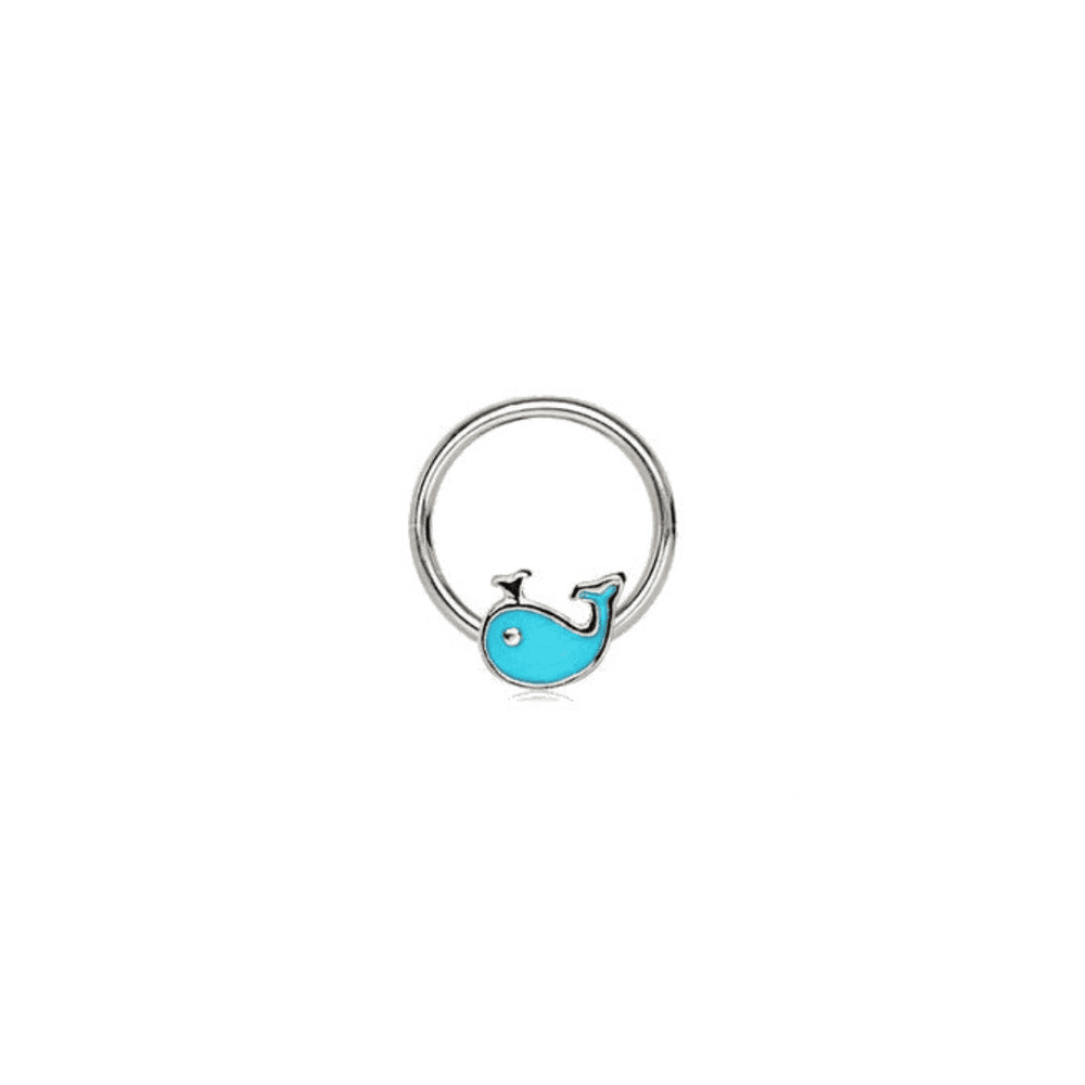 image-316L Stainless Blue Whale Snap-in Captive Bead Ring / Septum Ring