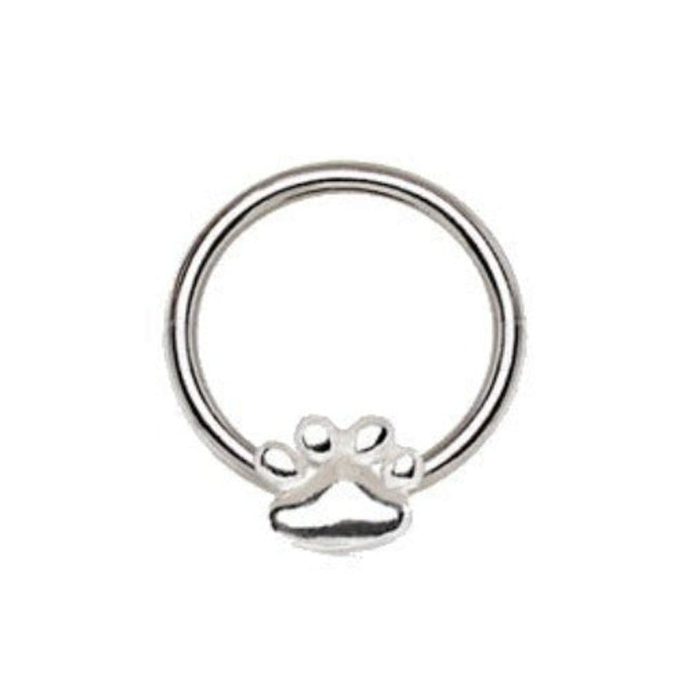 image-316L Stainless Steel Dog Puppy Paw Snap-in Captive Bead Ring / Septum Ring