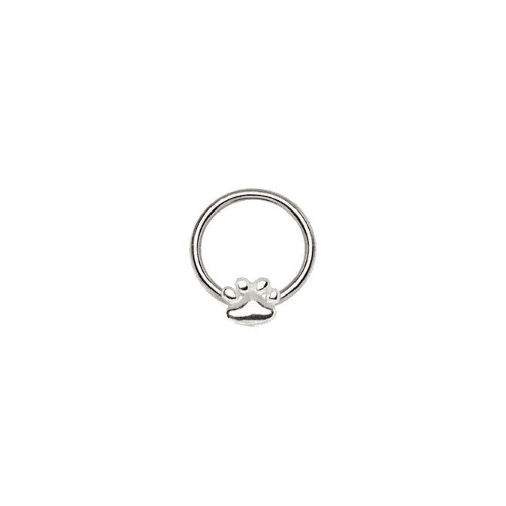 image-316L Stainless Steel Dog Puppy Paw Snap-in Captive Bead Ring / Septum Ring