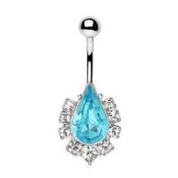 image-316L Stainless Steel Aqua Teardrop Navel Ring