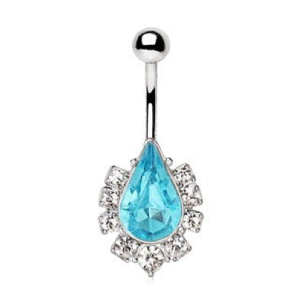 image-316L Stainless Steel Aqua Teardrop Navel Ring