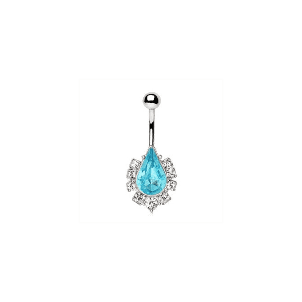 image-316L Stainless Steel Aqua Teardrop Navel Ring