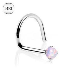 image-14Kt White Gold Nose Screw with Prong Set Opalite