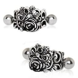 image-316L Stainless Steel Black Roses Cartilage Cuff Earring