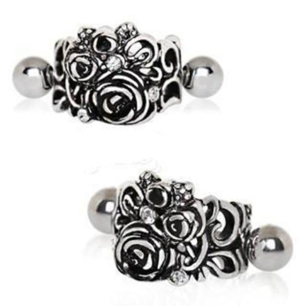 image-316L Stainless Steel Black Roses Cartilage Cuff Earring