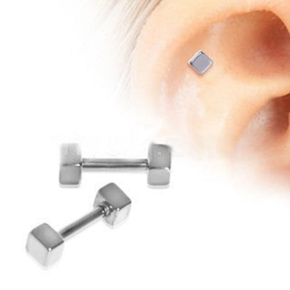 image-316L Surgical Steel Cubed Cartilage Earring