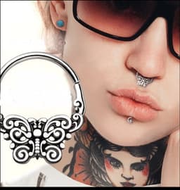 image-316L Stainless Steel Ornate Butterfly Seamless Ring / Septum Ring