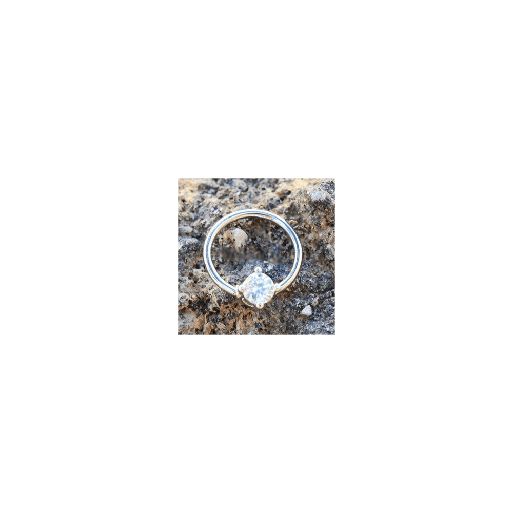 image-316L Stainless Steel Prong Set CZ Captive Bead Ring / Septum Ring