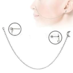 image-316L Stainless Steel Moon Chain Nose + Cartilage Earring