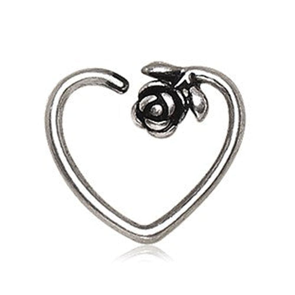 image-316L Stainless Steel Rose Heart Cartilage Earring