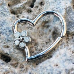 image-316L Stainless Steel Synthetic Opal Flower Heart Annealed Cartilage Earring