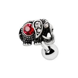 image-316L Stainless Steel Ruby Red Jeweled Elephant Cartilage Earring