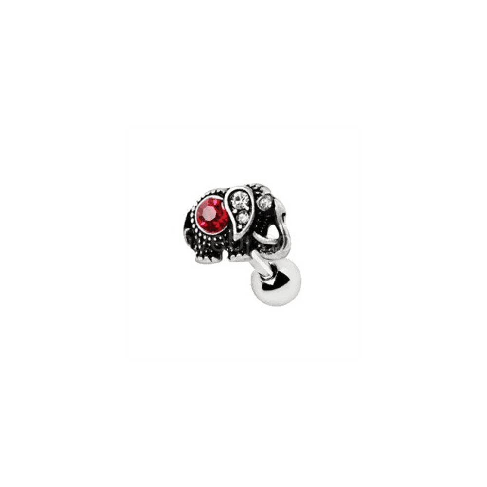 image-316L Stainless Steel Ruby Red Jeweled Elephant Cartilage Earring