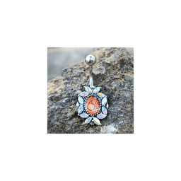 image-316L Stainless Steel Victorian Floral Navel Ring