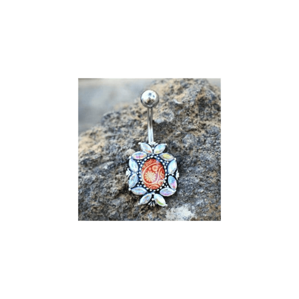 image-316L Stainless Steel Victorian Floral Navel Ring