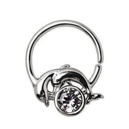 image-316L Stainless Steel Dolphins and Moon Seamless Ring / Cartilage Earring