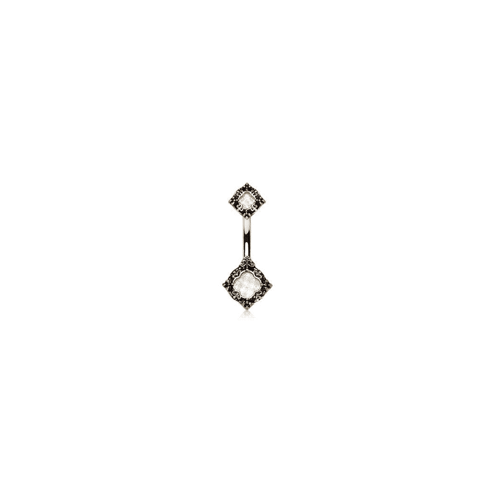 image-316L Stainless Steel Ornate Metallic Gem Navel Ring