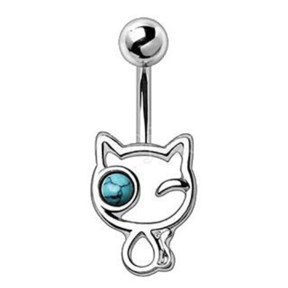 image-316L Stainless Steel Turquoise Kitty Navel Ring