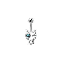 image-316L Stainless Steel Turquoise Kitty Navel Ring